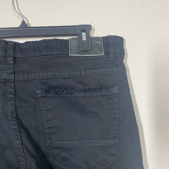 Jordan Craig Mens Theo 36/36 Frayed Hem Distressed Jeans Black Bootcut - Picture 6 of 10